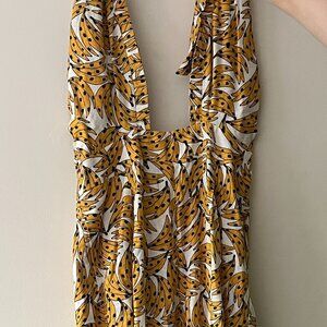Farm rio medium banana print crossover halter backless jumpsuit .